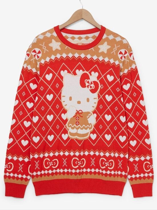 Boxlunch Sweaters - BoxLunch Womens Sanrio Hello Kitty Gingerbread Patterned Holiday Sweater Medium